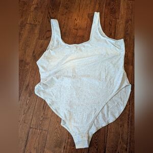 Ladies Old Navy Light Heather Gray/White Tank Sleeveless Snap Bodysuit Size 3X